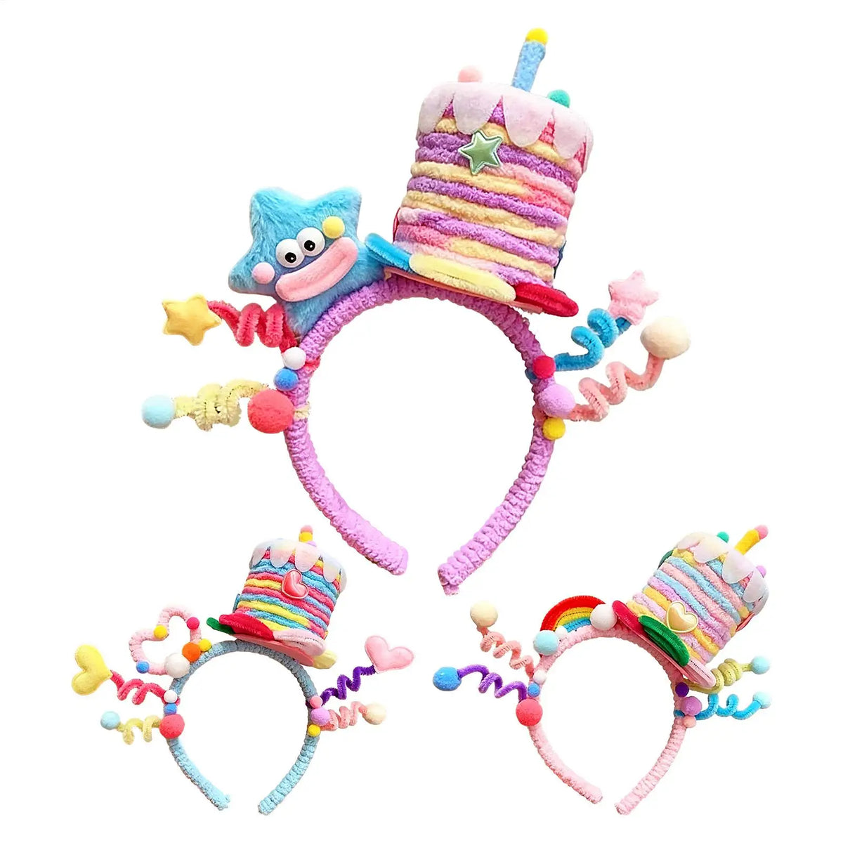 1PC Cake Star Headband Cartoon Headpieces Adjustable Twisted Bar Headband Headwear  Birthday Parties Photography Hair Hoops