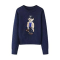 Crochet Bear Knit Sweater Pullover Women Jacquard Knitwear Autumn