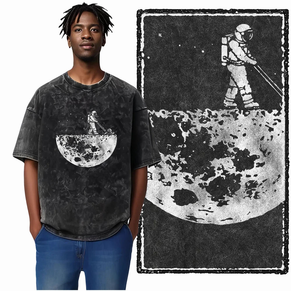 Astronaut Space Print Cotton Graphic T-Shirt