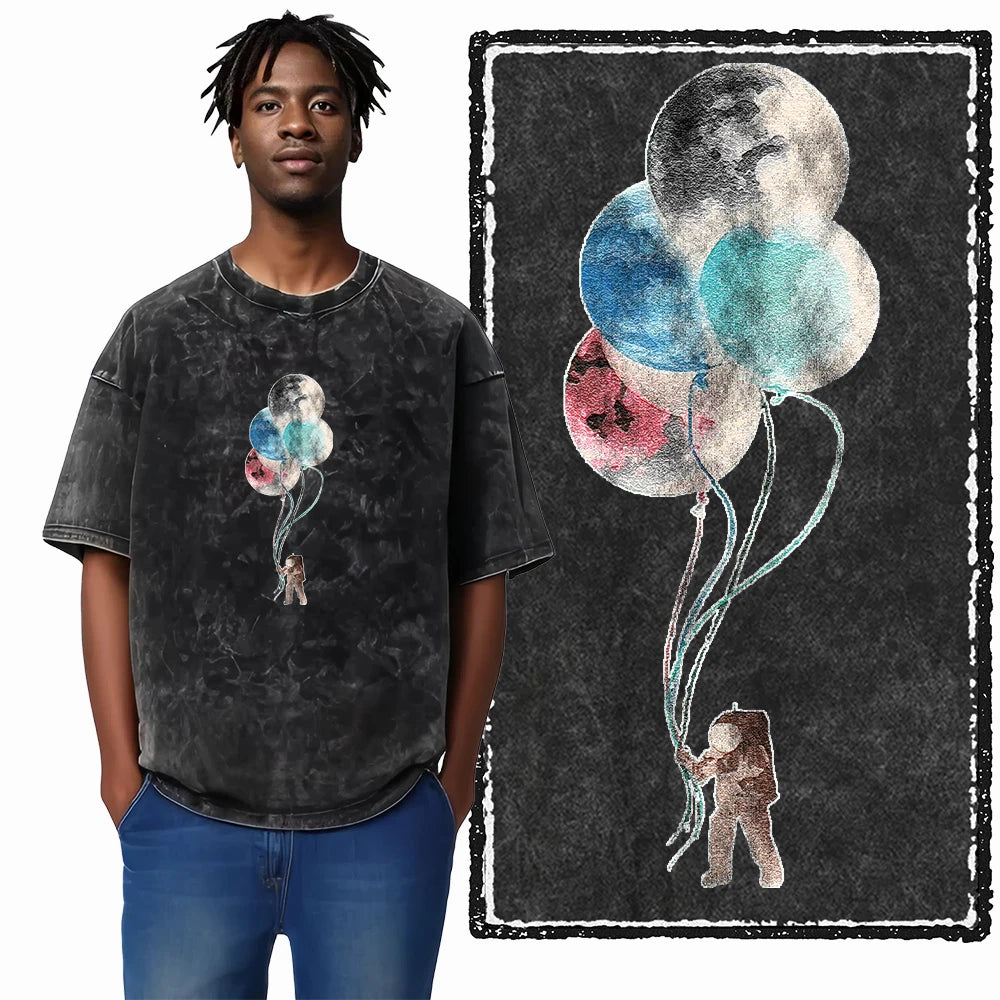 Astronaut Space Print Cotton Graphic T-Shirt
