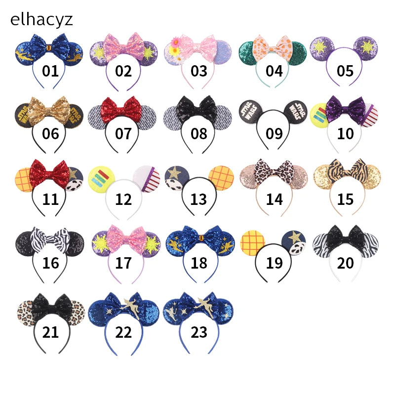 Fashion Cute Mouse Princess Headband 3.3"Ears For Kids Rapunzel Hair Band Women Hair Accessories Girls Sequins Bow Headwear