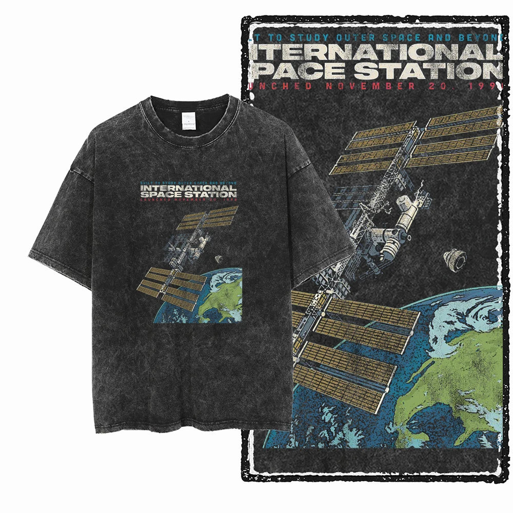 Astronaut Space Print Cotton Graphic T-Shirt