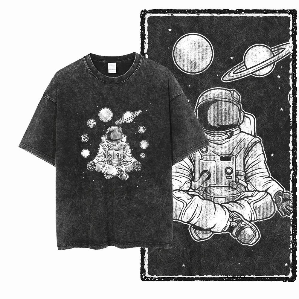 Astronaut Space Print Cotton Graphic T-Shirt