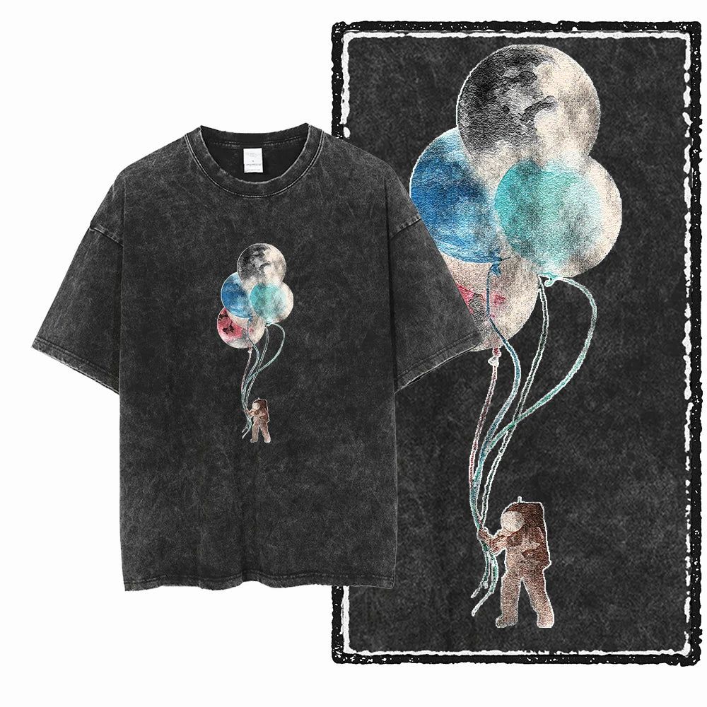 Astronaut Space Print Cotton Graphic T-Shirt