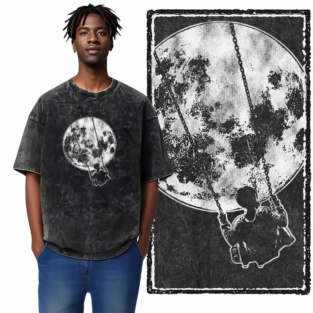 Astronaut Space Print Cotton Graphic T-Shirt