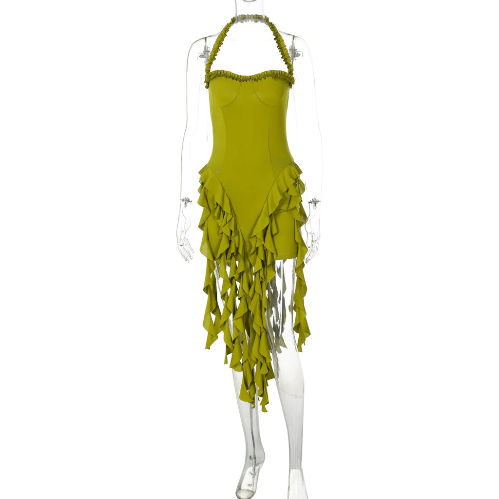 Dulzura Women's Sleeveless Halter Patchwork Mini Dress