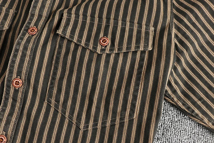 Men's Retro Stripe Long-Sleeve Casual Shirt