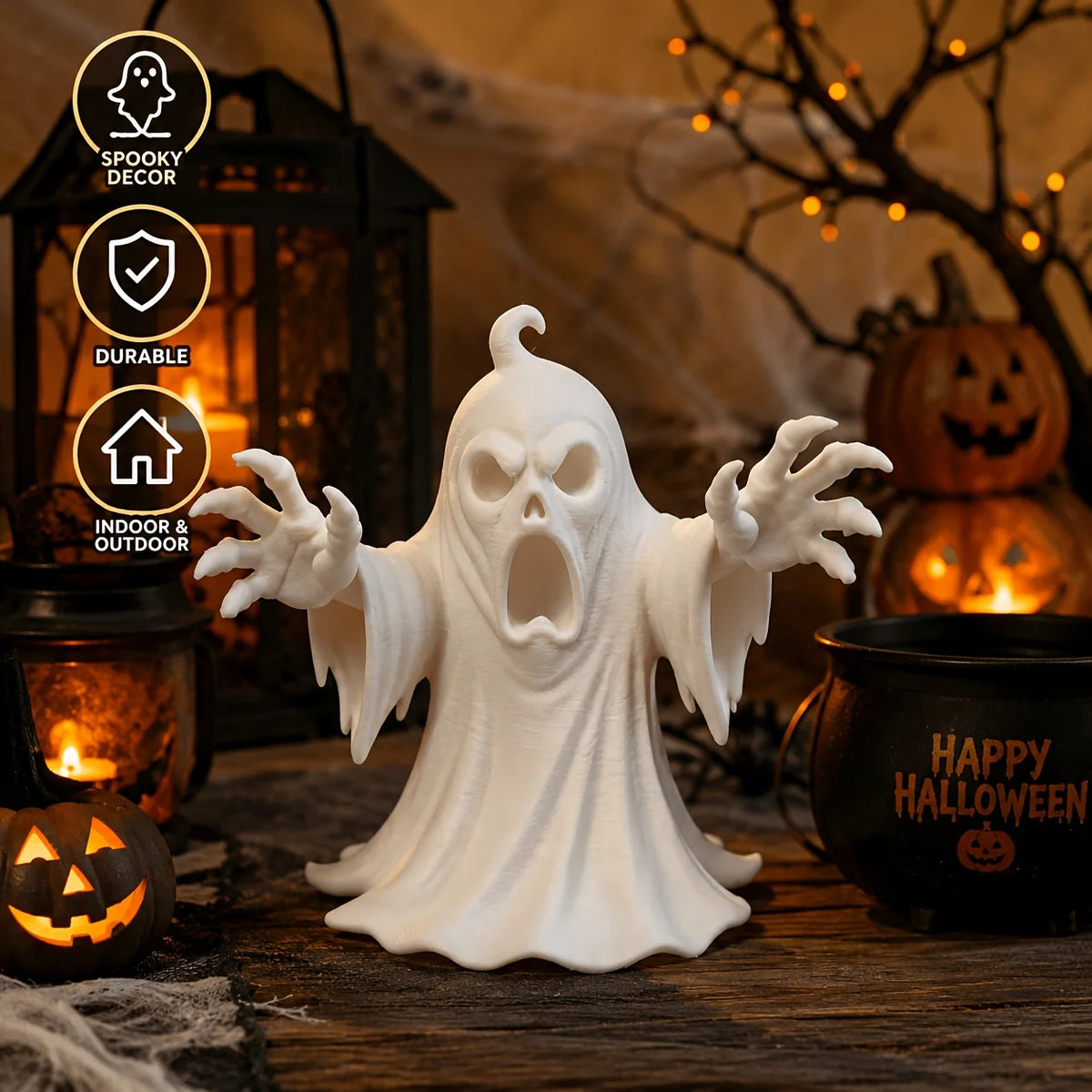 Spooky Halloween Desktop Ornament Tabletop Decor Vintage Holiday Decoration for Desk Shelf Home Office Create Festive Atmosphere