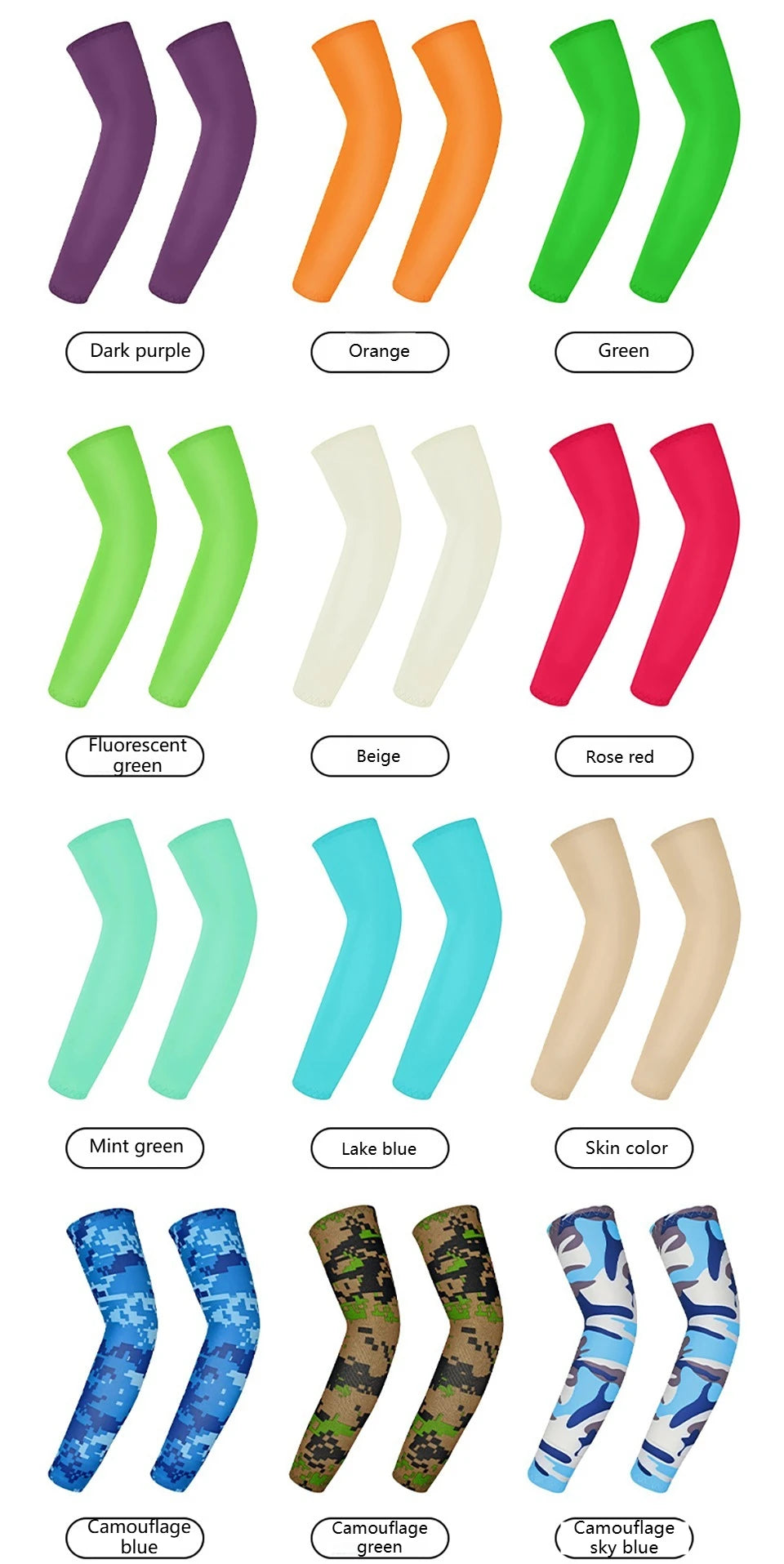 GTUBIKE 1 paire de manchettes de sport rafraîchissantes pour basketball, cyclisme, protection contre les moustiques et les UV pour le sport en extérieur