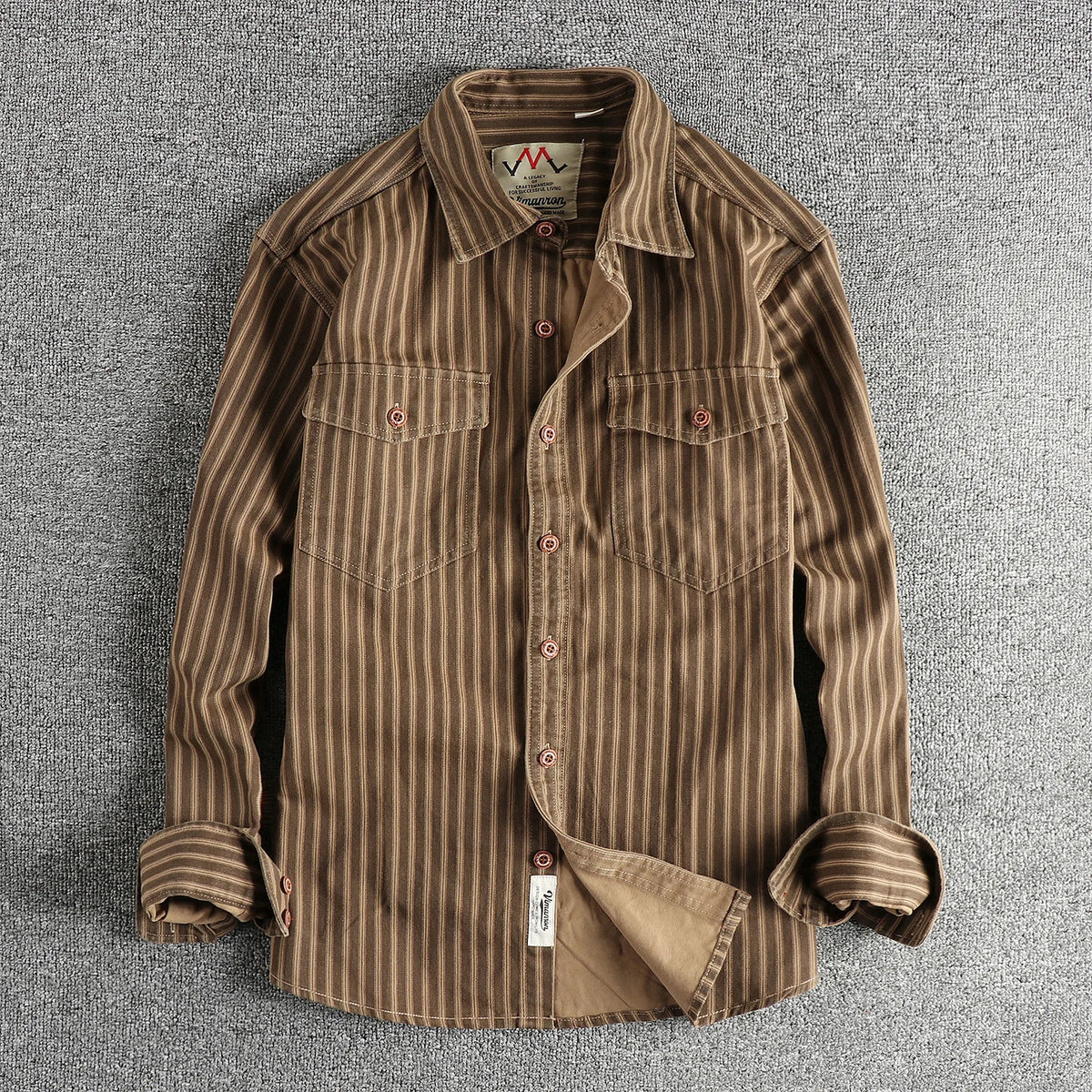 Men's Retro Stripe Long-Sleeve Casual Shirt