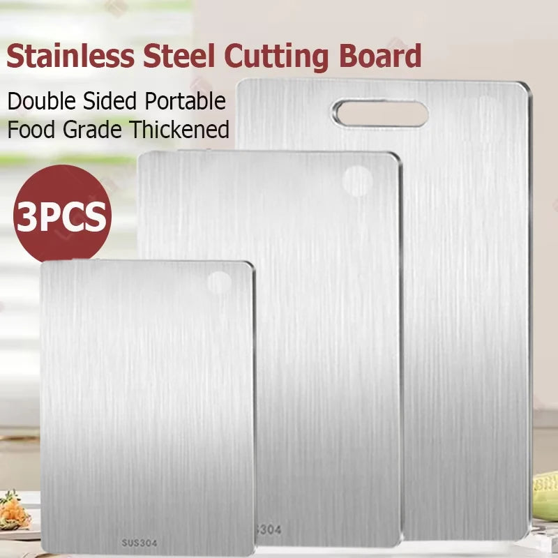 Planche à découper de cuisine en acier inoxydable, planche à découper en titane pour cuisine, planches double face de qualité alimentaire, planche à découper la viande portable