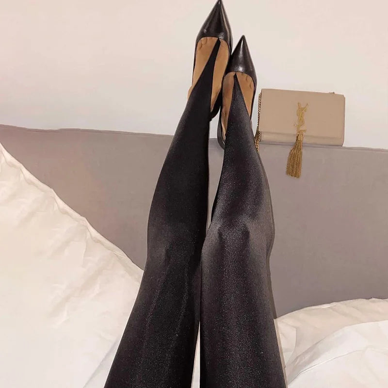 Women's Black High-Waisted Skinny Y2K Pants