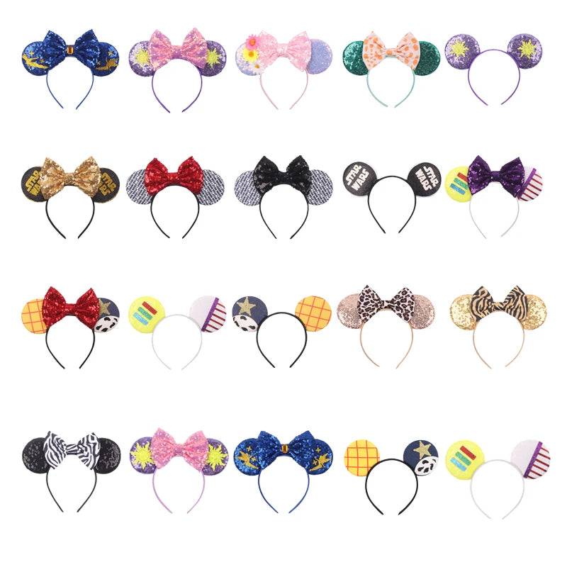 Fashion Cute Mouse Princess Headband 3.3"Ears For Kids Rapunzel Hair Band Women Hair Accessories Girls Sequins Bow Headwear