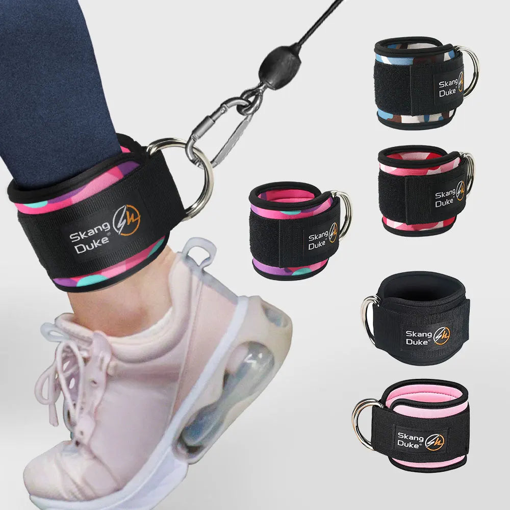 Adjustable D-Ring Ankle Straps for Cable Machines