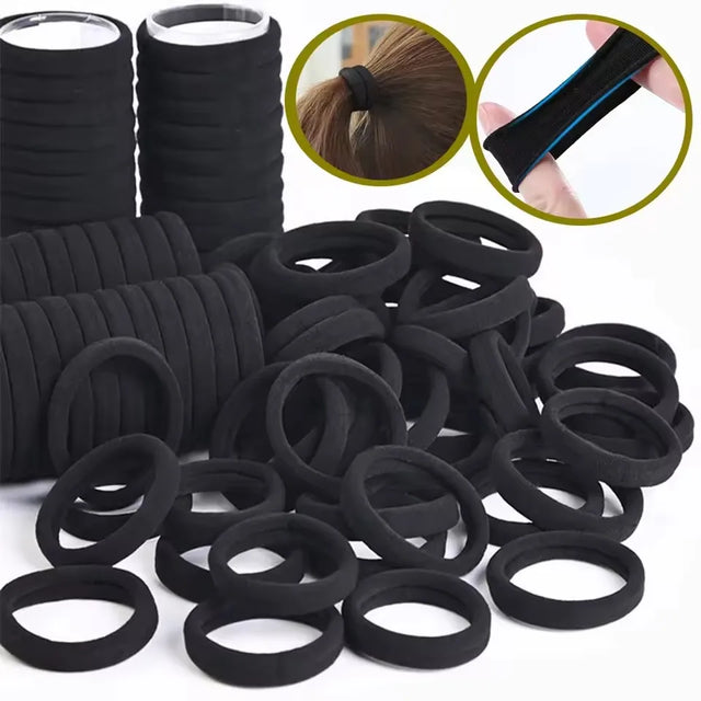 50/100pcs Black Hair Bands Hairband High Elastic Rubber Band Hair Ties Ponytail Holder Scrunchies Accessorie for Women Girls