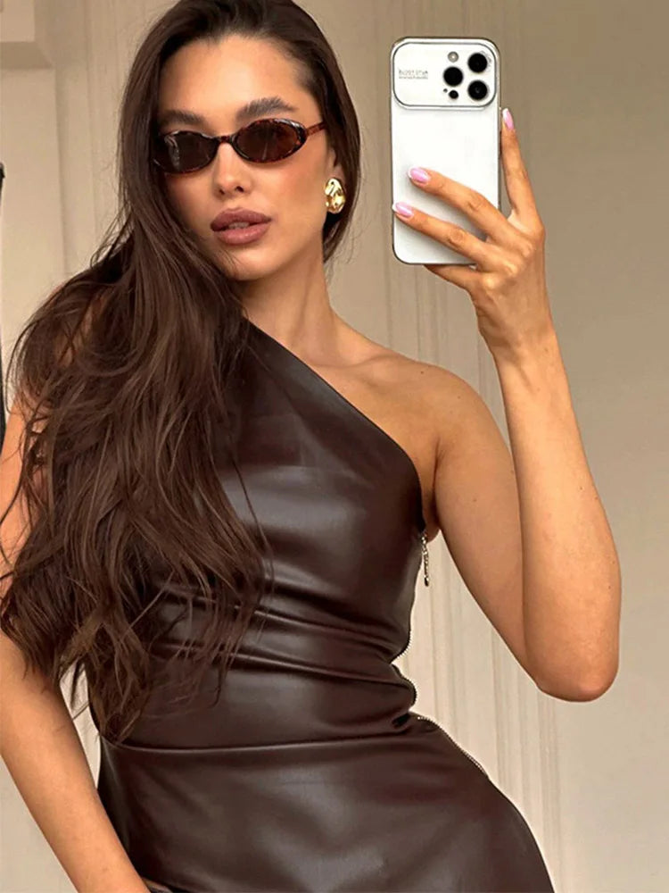 Pure Color Slim One-Shoulder Sleeveless Jacket
