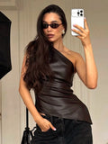 Pure Color Slim One-Shoulder Sleeveless Jacket