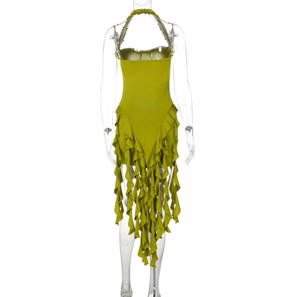 Dulzura Women's Sleeveless Halter Patchwork Mini Dress