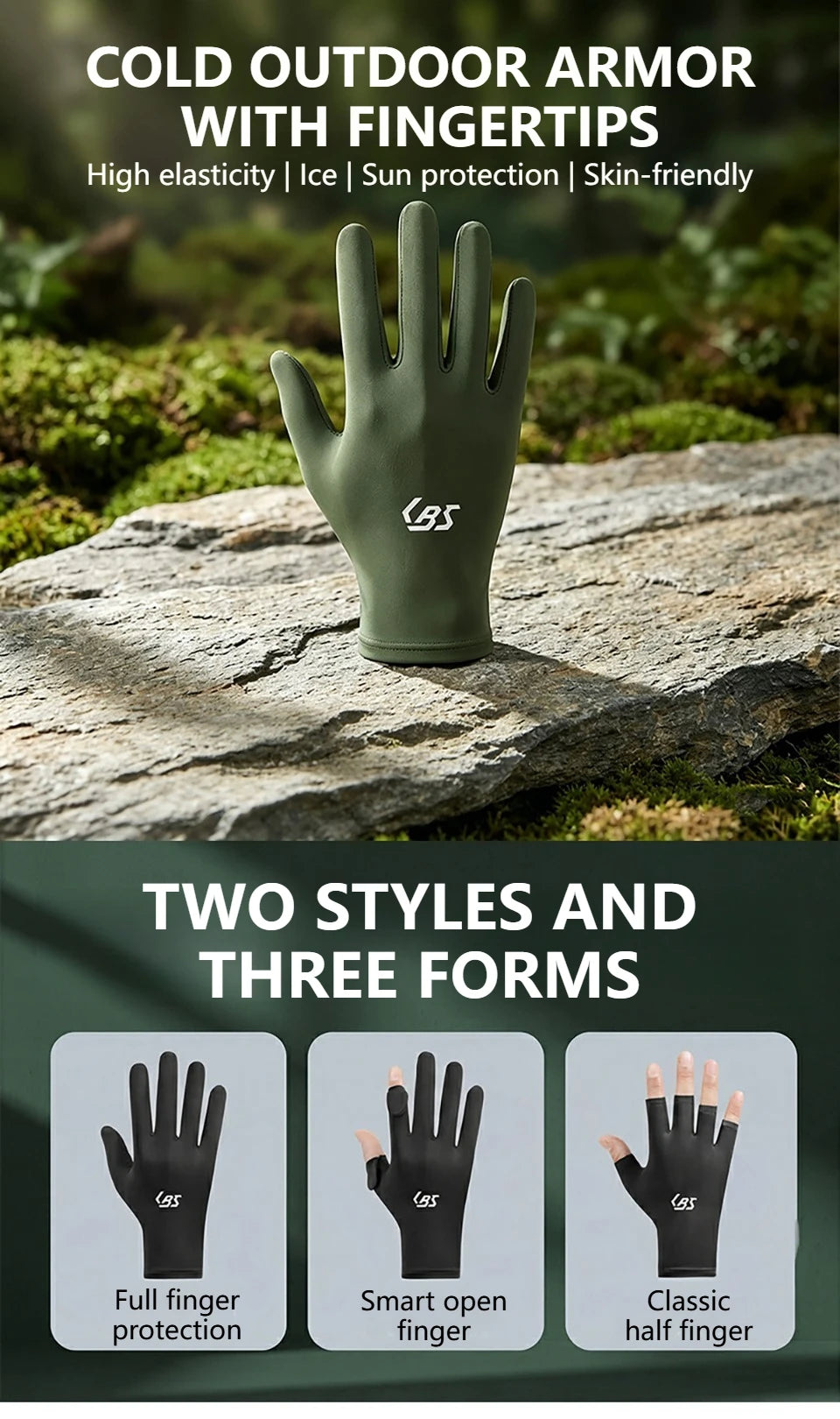 Gants de sport GTUBIKE en soie glacée d'été, gants antidérapants, respirants et légers pour le cyclisme, la pêche, la randonnée et la conduite en plein air