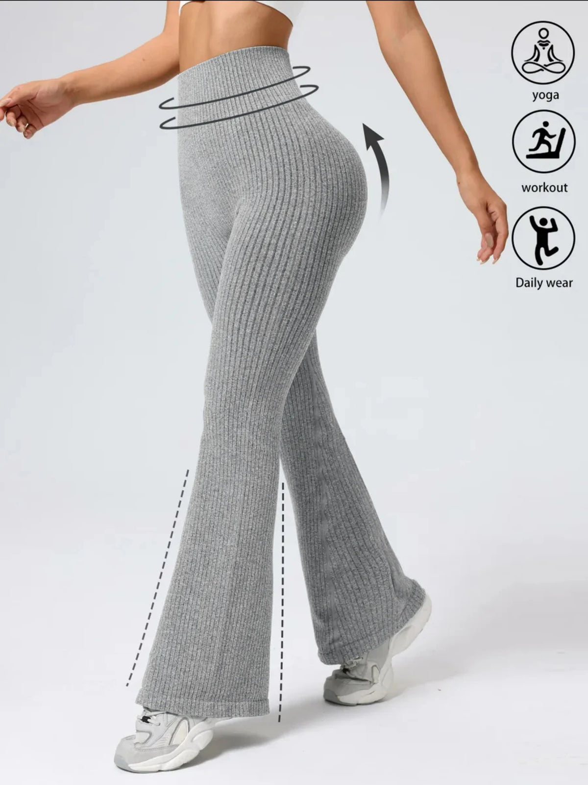 Women's High-Waist Bell Bottom Pants Sporty Tight Fit Comfortable Elastic Design Ideal for Exercise And Daily Wear