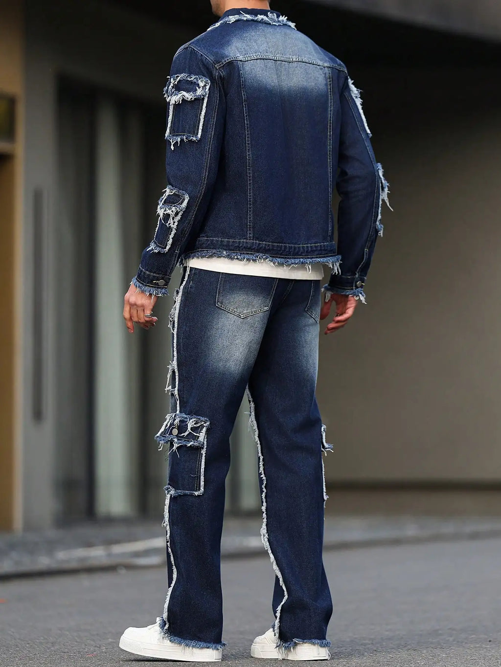 Men's Denim Suit - Multi-Pocket Jacket & Pants