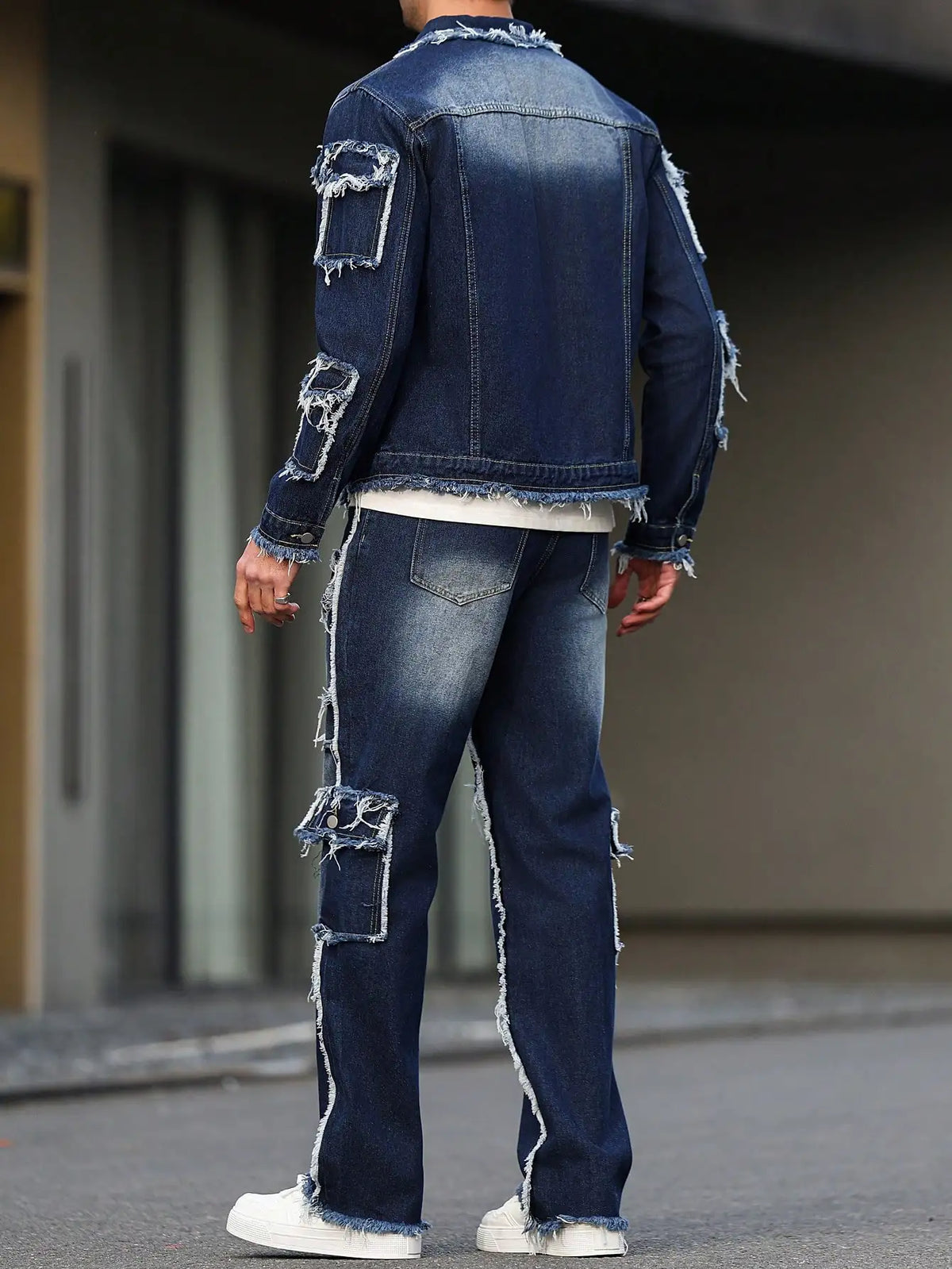 Men's Denim Suit - Multi-Pocket Jacket & Pants