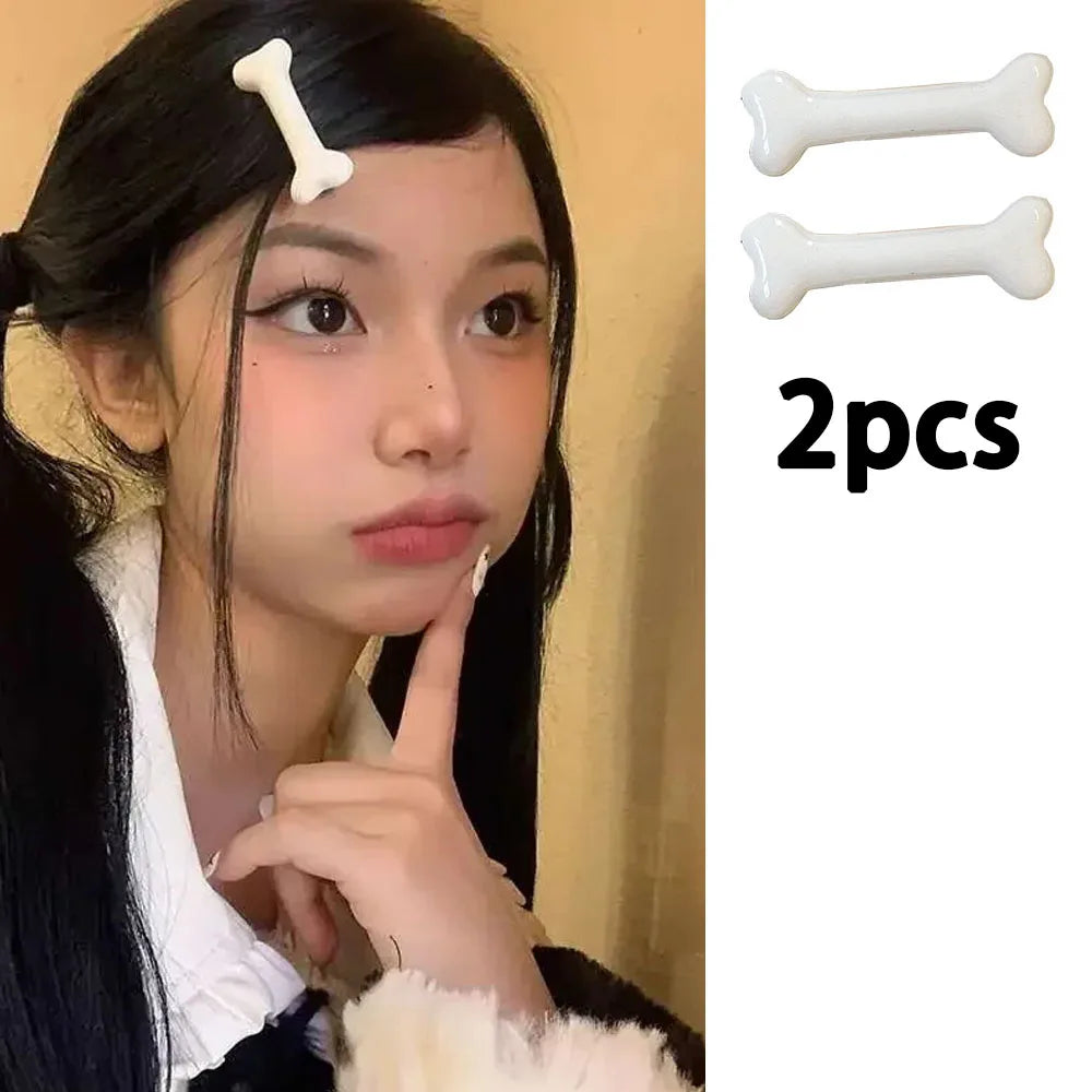 White Bone Hair Clip Cute Cartoon Bobby Pin Y2K Fashion Hair Volume Clip Small Hairpins Barrettes Creative Hair Accessories 2026