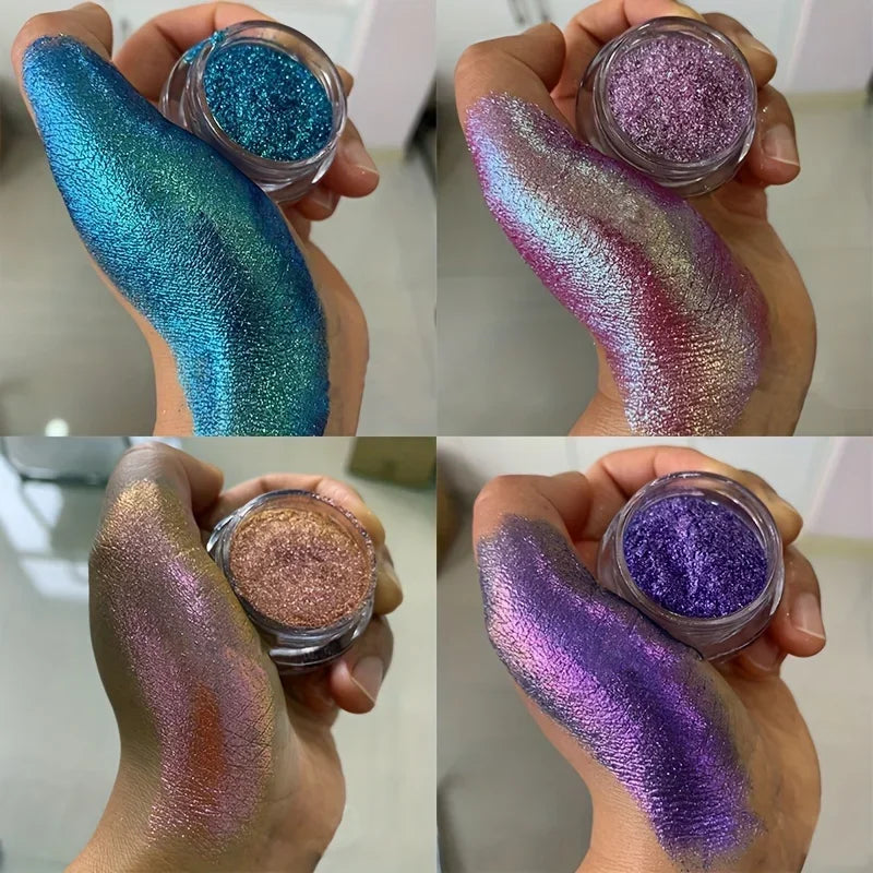Vibrant  Mini Aurora Chameleon Glitter Powder, Multi-Color Gradient Berry/Purple/Blue/Green Tones Stunning Body Makeup
