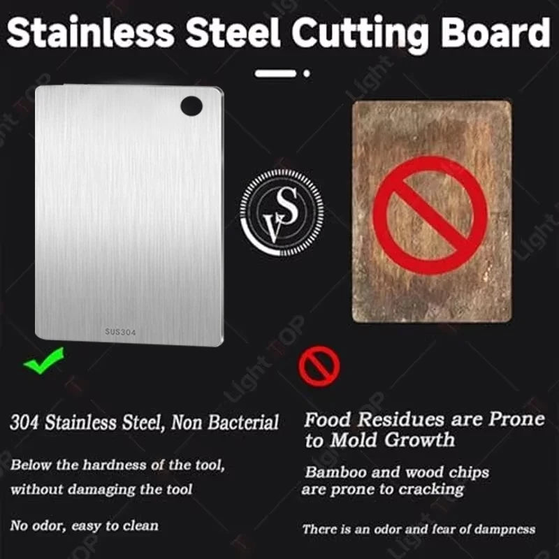 Planche à découper de cuisine en acier inoxydable, planche à découper en titane pour cuisine, planches double face de qualité alimentaire, planche à découper la viande portable