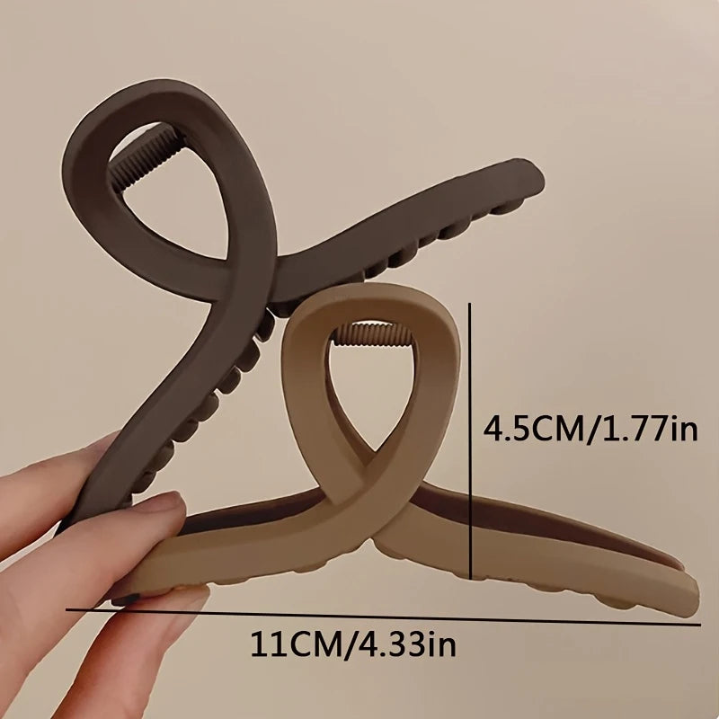 3pcs Elegant Frosted Hair Clips, Suitable For Women - Large Size, Anti Slip Cross Design Hair Clips, Women'S Hair Accessories