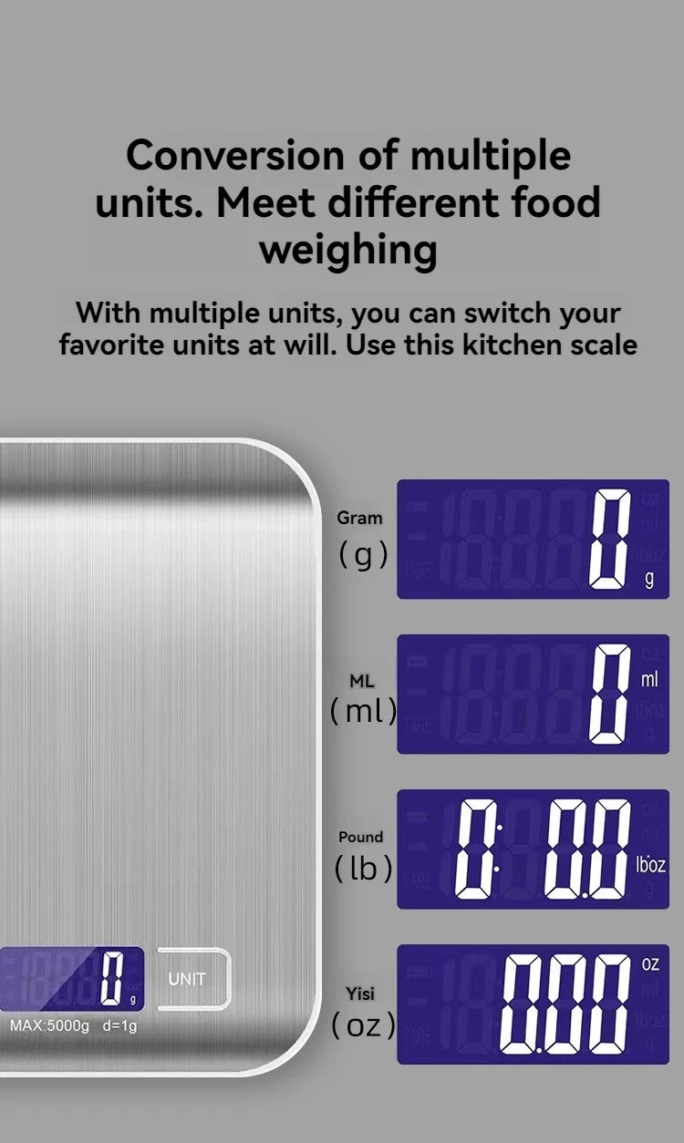 Digital Kitchen Scale with LED Display, 10kg/1g