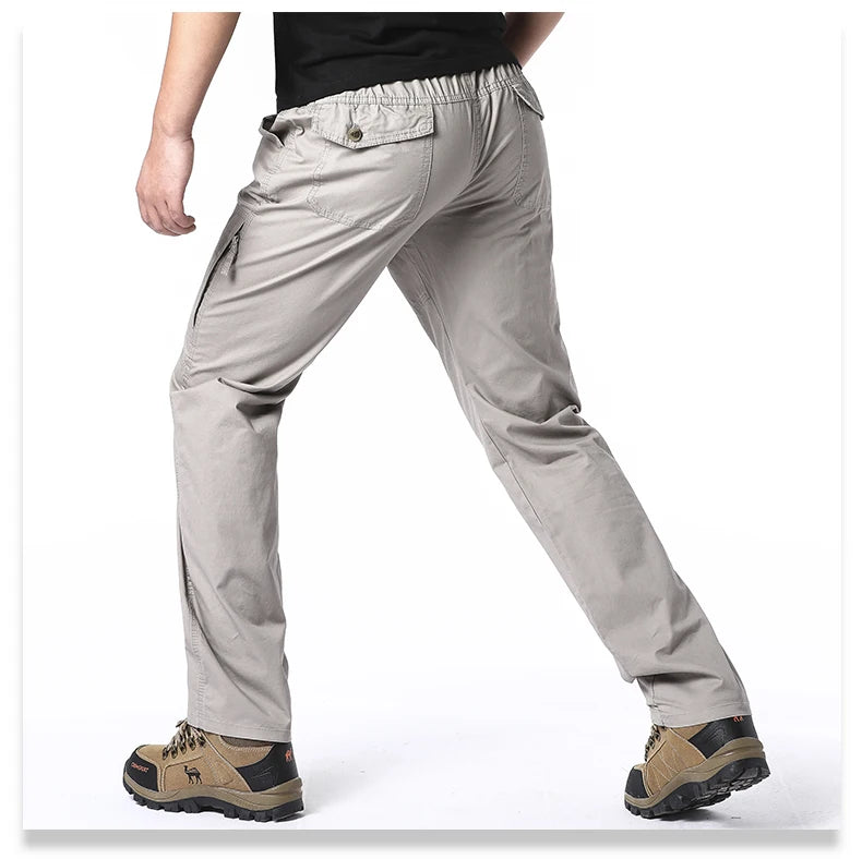 Men's Cotton Cargo Pants with Multiple Pockets