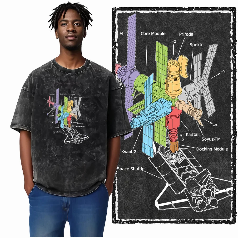 Astronaut Space Print Cotton Graphic T-Shirt