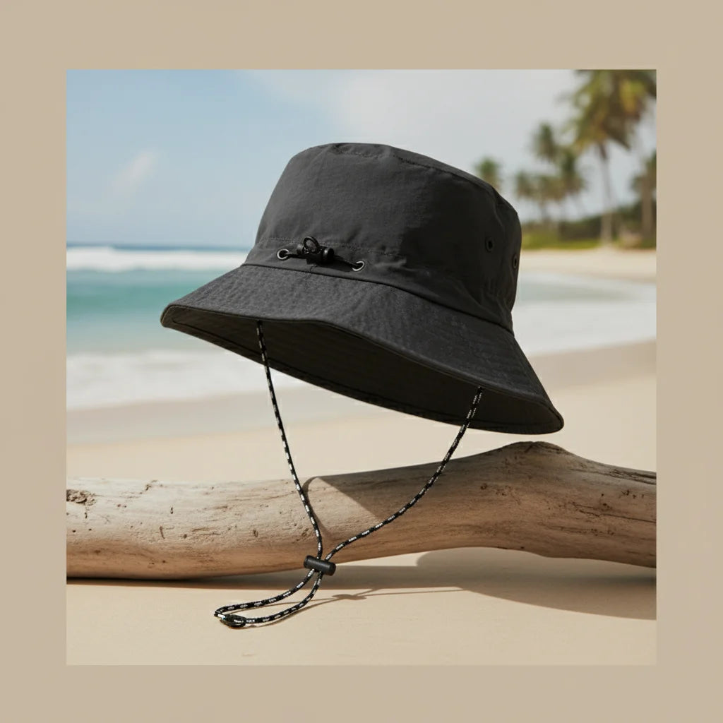 Fisherman Hat Foldable Quick Dry UV Protect Windproof Strap One Size Black, Gray, Khaki for Outdoor Travel Beach Men Women