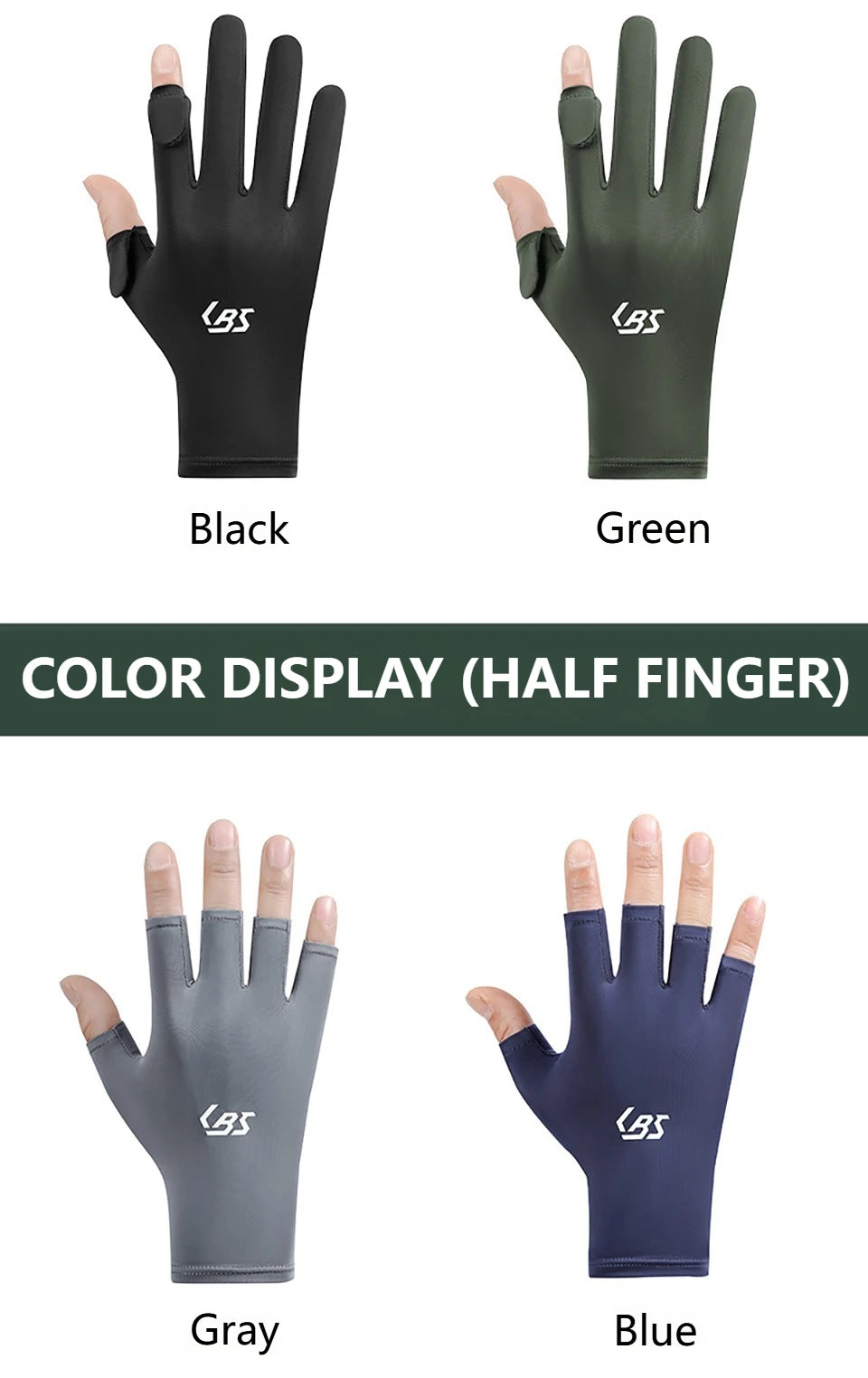 Gants de sport GTUBIKE en soie glacée d'été, gants antidérapants, respirants et légers pour le cyclisme, la pêche, la randonnée et la conduite en plein air