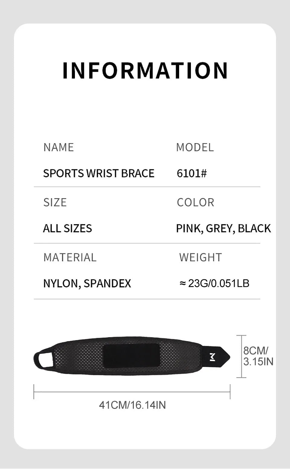 Breathable Wrist Support Brace for Gym/Work