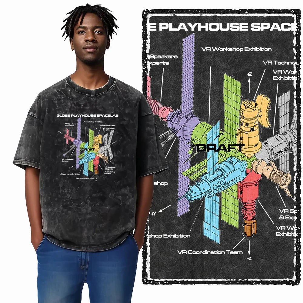 Astronaut Space Print Cotton Graphic T-Shirt