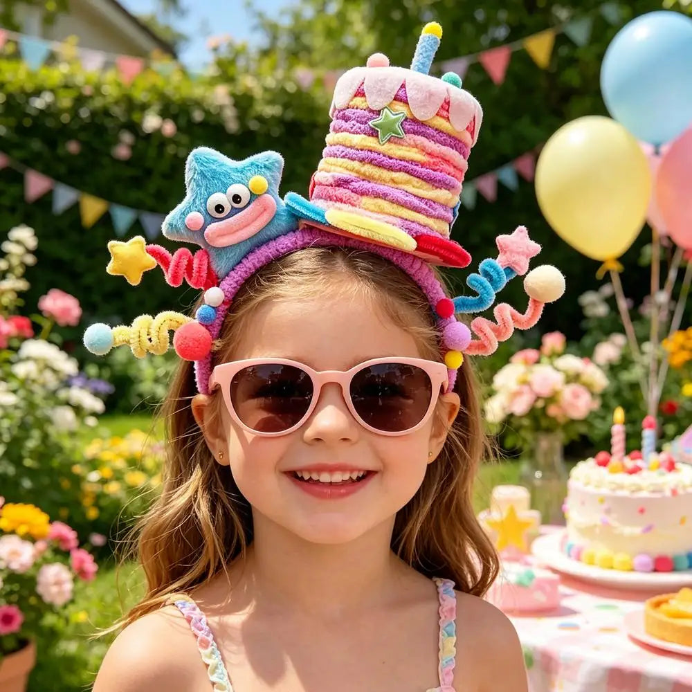 1PC Cake Star Headband Cartoon Headpieces Adjustable Twisted Bar Headband Headwear  Birthday Parties Photography Hair Hoops