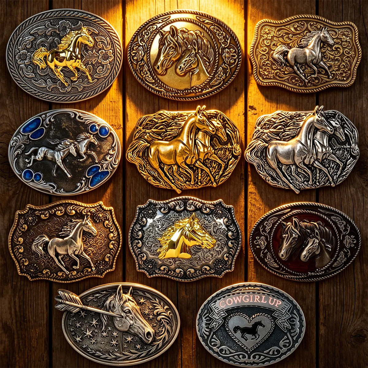 Bullzine zinc alloy retro Horse belt buckle Luxury Designer Western cowboy Cowgirl Jeans Buckle for width belt Men Women