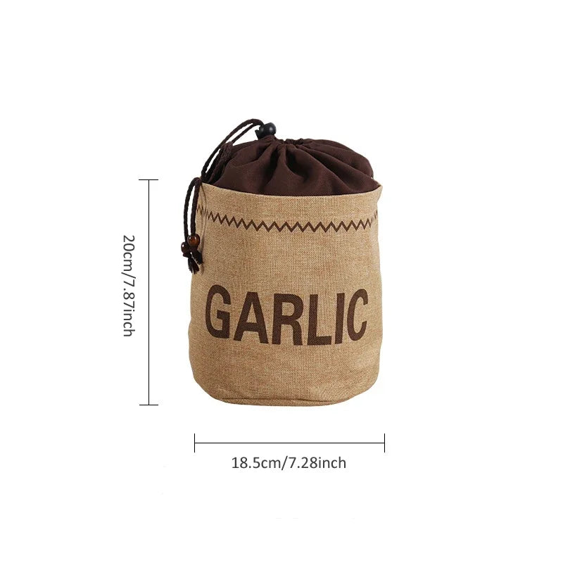 Sac de rangement en toile de jute pour cuisine : ail, oignons, pommes de terre, légumes, pain, sac à cordon, organisateur en tissu de jute pour pommes de terre