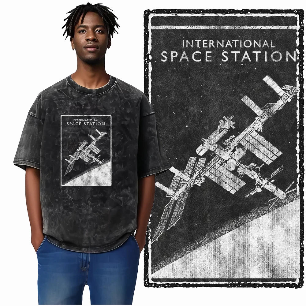 Astronaut Space Print Cotton Graphic T-Shirt
