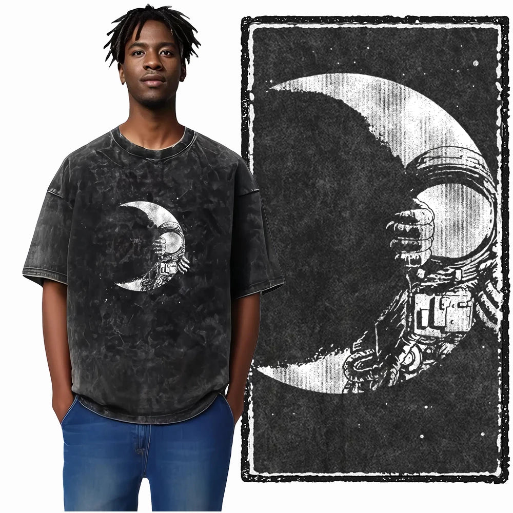 Astronaut Space Print Cotton Graphic T-Shirt