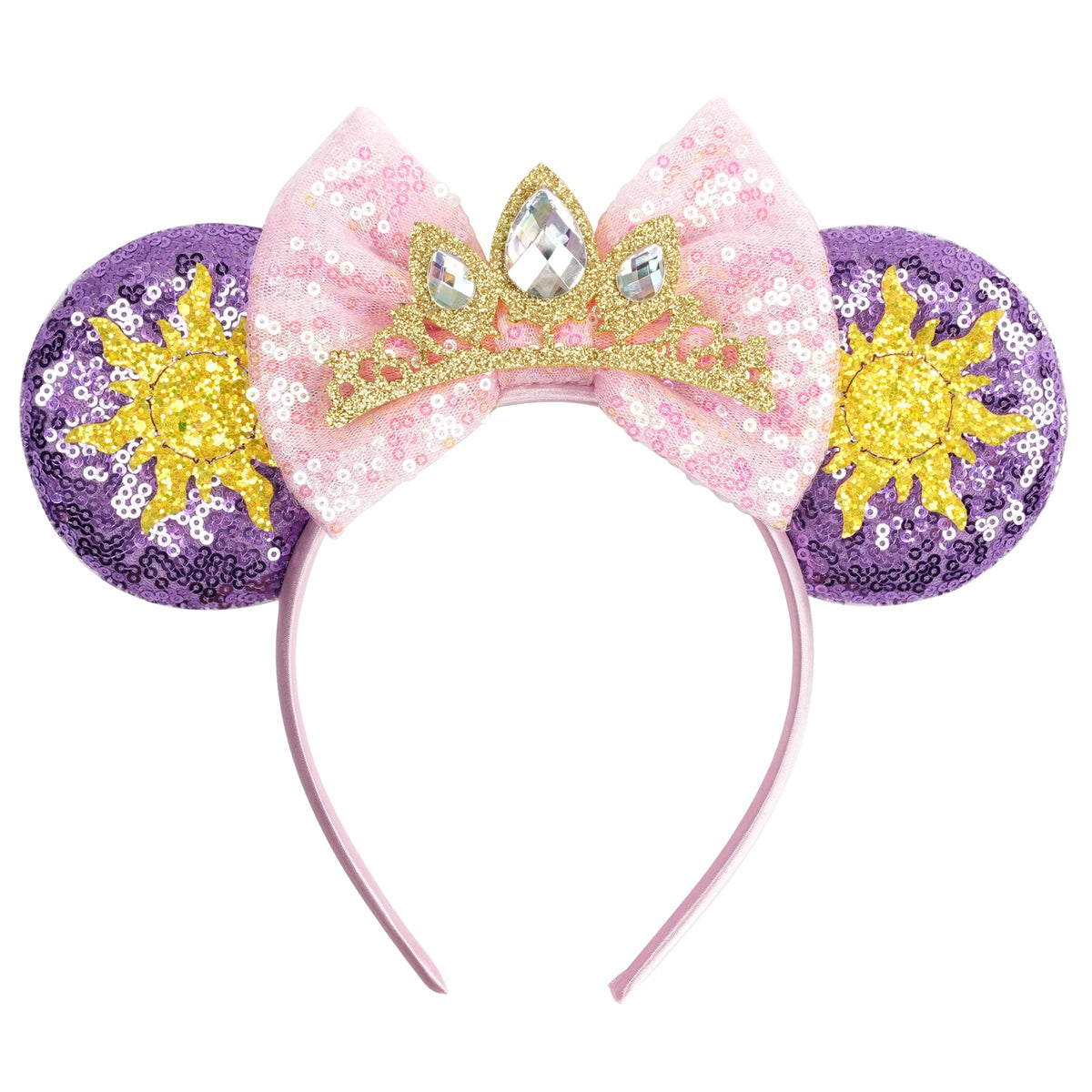 Fashion Cute Mouse Princess Headband 3.3"Ears For Kids Rapunzel Hair Band Women Hair Accessories Girls Sequins Bow Headwear