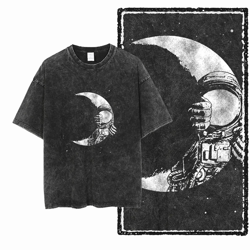 Astronaut Space Print Cotton Graphic T-Shirt