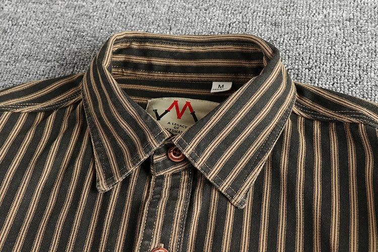 Men's Retro Stripe Long-Sleeve Casual Shirt