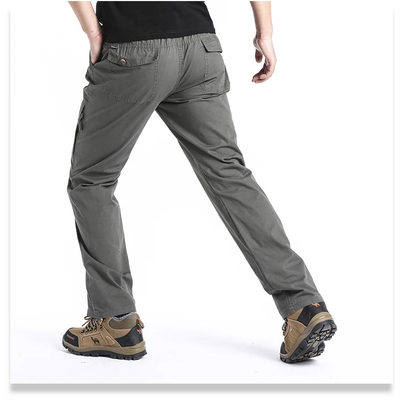 Men's Cotton Cargo Pants with Multiple Pockets