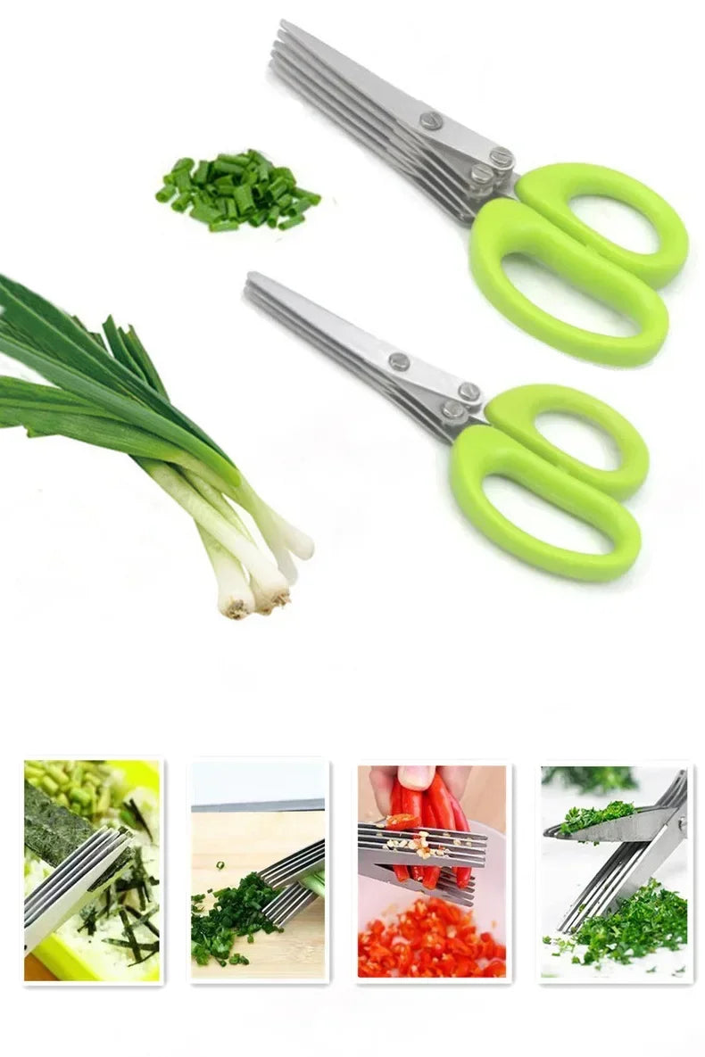 Ciseaux de cuisine multi-couches en acier inoxydable pour légumes, échalotes, herbes, algues, épices, outil de cuisine, accessoires de cuisine
