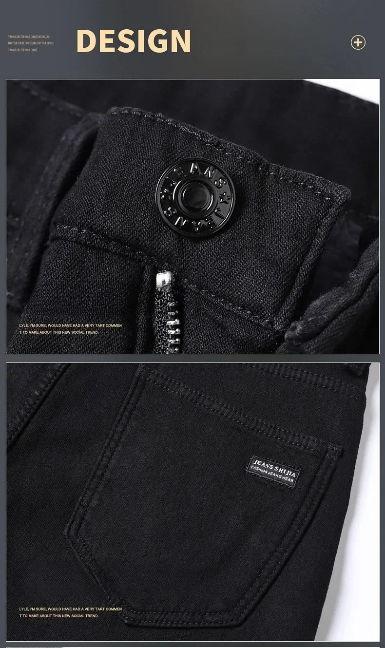 Men's Black Stretch Fleece-Lined Denim Jeans