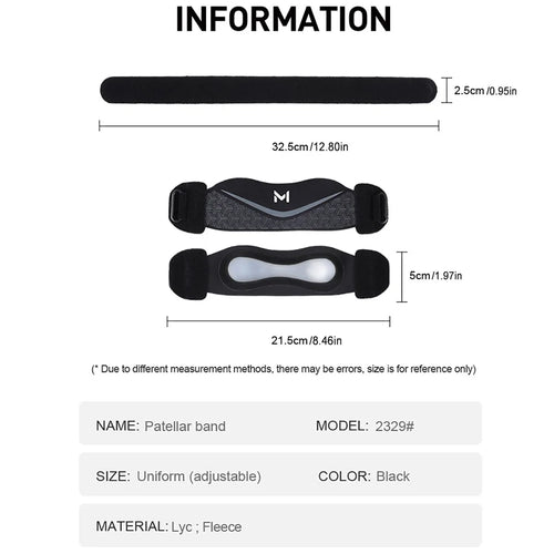 GTUBIKE 1PCS Stabilisateur de rotule réglable pour le soulagement des douleurs au genou, soutien pour tendinite et arthrite, sangle de sport pour la course et le saut