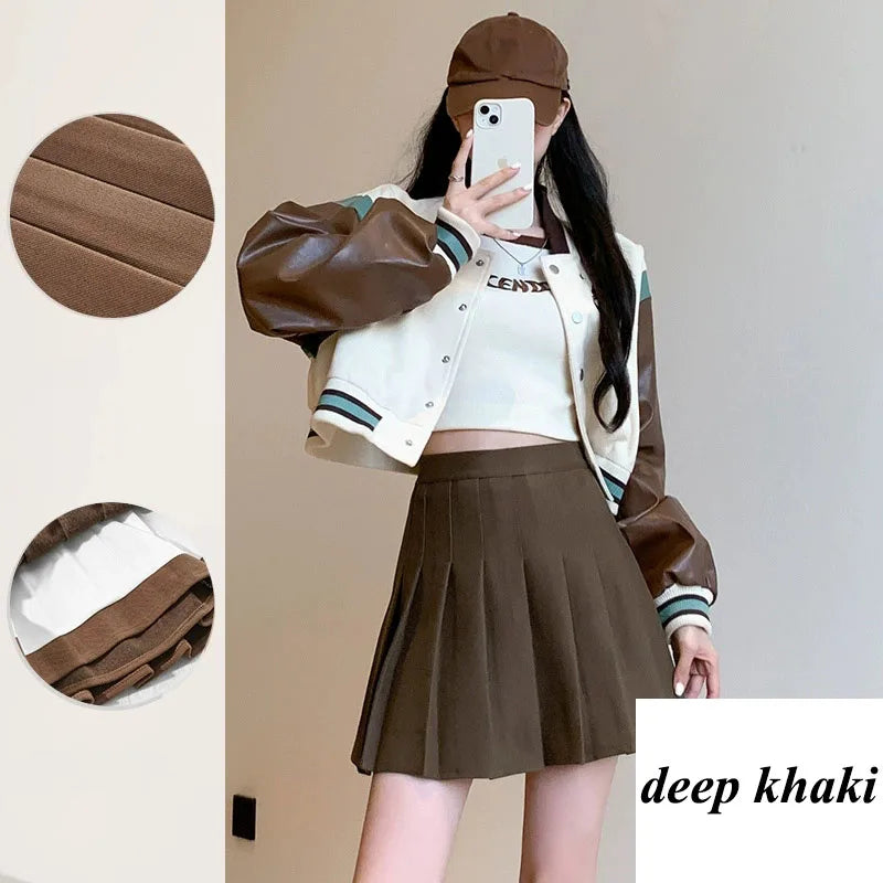 Women's Woolen Pleated Mini Skirt - Korean Style